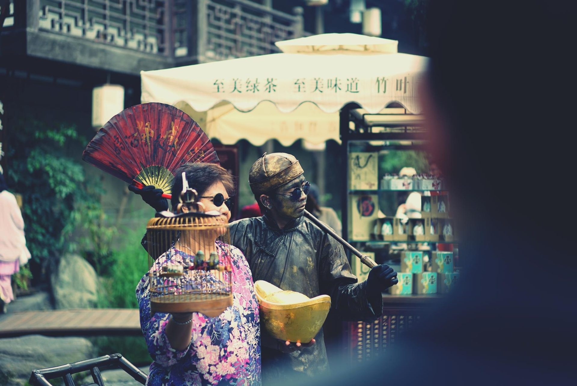 Chiang Mai morning market scene with colourful produce stalls